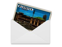 Blechpostkarte Städte Hannover Hauptbahnhof Gemälde 14x10 cm Deko Schild