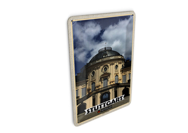 Blechpostkarte Städte Stuttgart Schloss Solitude 10x14 cm Deko Schild