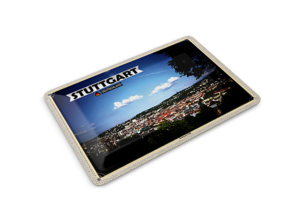Blechpostkarte Städte Ausblick auf Stuttgart Süd 14x10 cm Deko Schild