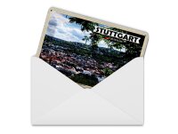Blechpostkarte Städte Blick auf Stadt Stuttgart West 14x10 cm Deko Schild