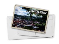 Blechpostkarte Städte Blick auf Stadt Stuttgart West 14x10 cm Deko Schild