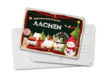 Blechpostkarte Weihnachten Grüße AACHEN Deko Schild 14x10 cm