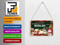 Blechpostkarte Weihnachten Grüße aus BERLIN Deko Schild 14x10 cm