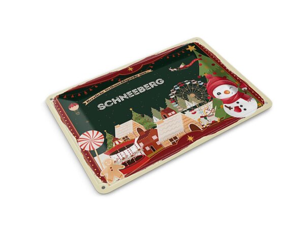Blechpostkarte Weihnachten Grüße SCHNEEBERG Deko Schild 14x10 cm