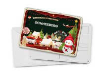 Blechpostkarte Weihnachten Grüße SCHNEEBERG Deko Schild 14x10 cm