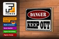 Holzschild Spruch 18x12 cm danger keep out kein Zutritt Dekoration