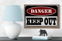 Holzschild Spruch 18x12 cm danger keep out kein Zutritt Dekoration