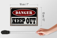 Holzschild Spruch 18x12 cm danger keep out kein Zutritt Dekoration