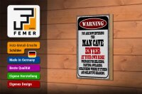 Holzschild Spruch 12x18 cm warning man cave enter at your risk