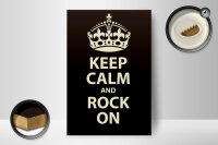Holzschild Spruch 12x18 cm Keep Calm and rock on Geschenk Dekoration
