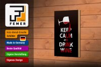 Holzschild Spruch 12x18 cm Keep Calm and drink wine Geschenk