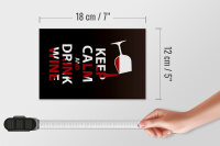 Holzschild Spruch 12x18 cm Keep Calm and drink wine Geschenk