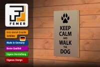 Holzschild Spruch 12x18 cm Keep calm and walk the dog