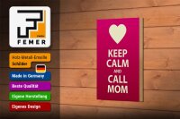 Holzschild Spruch 12x18 cm Keep calm and call Mom Geschenk Dekoration