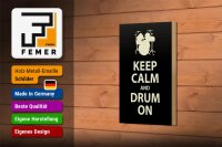 Holzschild Spruch 12x18 cm Keep calm and drum on Geschenk Dekoration