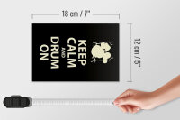 Holzschild Spruch 12x18 cm Keep calm and drum on Geschenk Dekoration