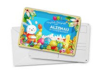 Blechpostkarte Ostern Ostergrüße 14x10cm ALZENAU IM UNTERFRANKEN Deko