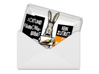 Blechpostkarte 10x14 cm Achtung Kaninchen Gebiet kein...