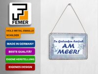 Blechpostkarte Spruch 10x14 cm In Gedanken barfuß am Meer Anker Deko Schild