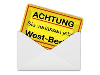 Blechpostkarte 10x14 cm Achtung Sie verlassen jetzt West...