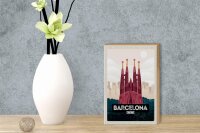 Holzschild  Reise 12x18cm Barcelona Spain Kathedrale Schild