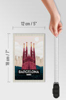 Holzschild  Reise 12x18cm Barcelona Spain Kathedrale Schild