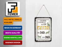 Blechpostkarte Spruch 10x14 cm besser als eine Katze sind zwei oder drei Schild