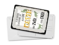 Blechpostkarte Spruch 10x14 cm besser als eine Katze sind zwei oder drei Schild