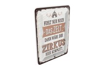 Blechpostkarte Spruch 10x14 cm fehlt nur noch Zelt dann...