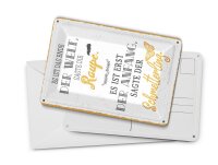 Blechpostkarte Spruch 10x14 cm Raupe Ende der Welt Schmetterling erst der Anfang