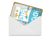 Blechpostkarte Spruch 10x14 cm Life is better at the beach Deko Schild