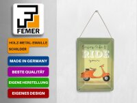 Blechpostkarte Spruch 10x14 cm Enjoy your life and ride your Mofa Deko Schild