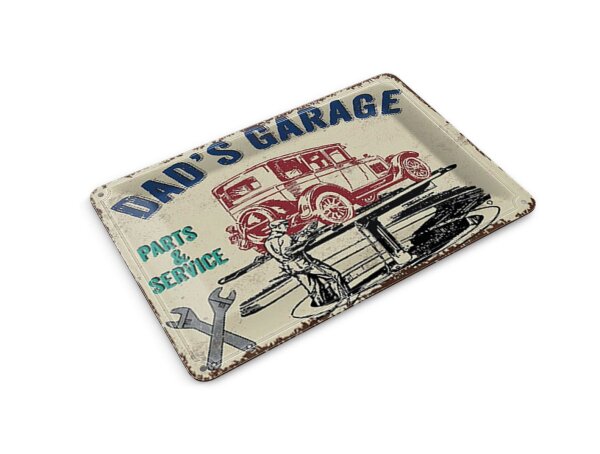 Blechpostkarte Spruch 10x14 cm Dads Garage Parts and Service Deko Schild