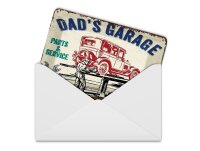 Blechpostkarte Spruch 10x14 cm Dads Garage Parts and Service Deko Schild