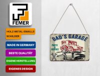 Blechpostkarte Spruch 10x14 cm Dads Garage Parts and Service Deko Schild