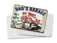 Blechpostkarte Spruch 10x14 cm Dads Garage Parts and Service Deko Schild