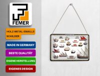 Blechpostkarte Hinweis 10x14 cm Medieval Ships verschiedene Schiffe Deko Schild