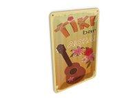 Blechpostkarte Reklame 10x14 cm Tiki Bar Aloha Gitarre...