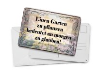 Blechpostkarte 10x14 cm ein Garten zu pflanzen bedeutet an morgen zu glauben
