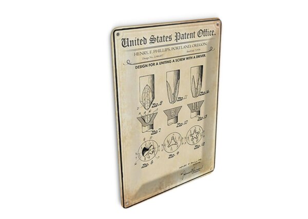 Blechpostkarte Patent 10x14 cm Entwurf für Schraubverbindungen Deko Schild