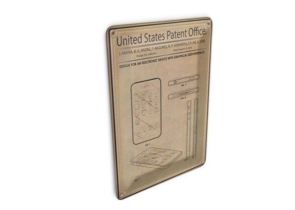 Blechpostkarte Patent 10x14 cm Entwurf für ein Smartphone Deko Schild