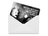 Blechpostkarte 10x14 cm Einstein Tafel Dann würde es...
