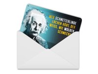 Blechpostkarte 10x14 cm Einstein blau Schmetterlinge...