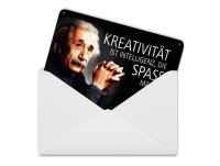 Blechpostkarte 10x14 cm Einstein Kreativität ist...