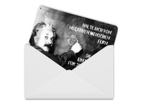 Blechpostkarte 10x14 cm Einstein Tafel Halte dich von...