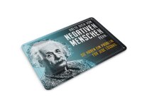Blechpostkarte 10x14 cm Einstein Blau Halte dich von...
