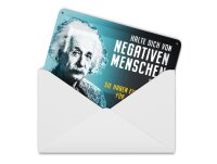 Blechpostkarte 10x14 cm Einstein Blau Halte dich von...