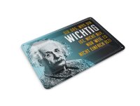 Blechpostkarte 10x14 cm Einstein Blau gib das, was dir...