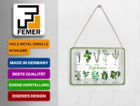 Blechpostkarte Essen 10x14 cm Gewürze Kräuter Abbildungen Deko Schild
