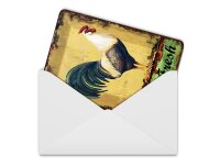 Blechpostkarte Retro 10x14 cm Farm Fresh Hahn Deko Schild